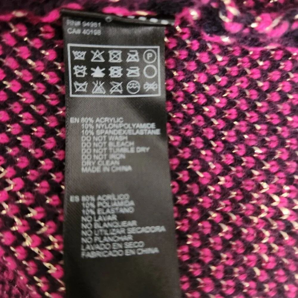 Forever 21 Sweater Womens Geometric Aztec Print Navy Pink Beige S/M Cottagecore